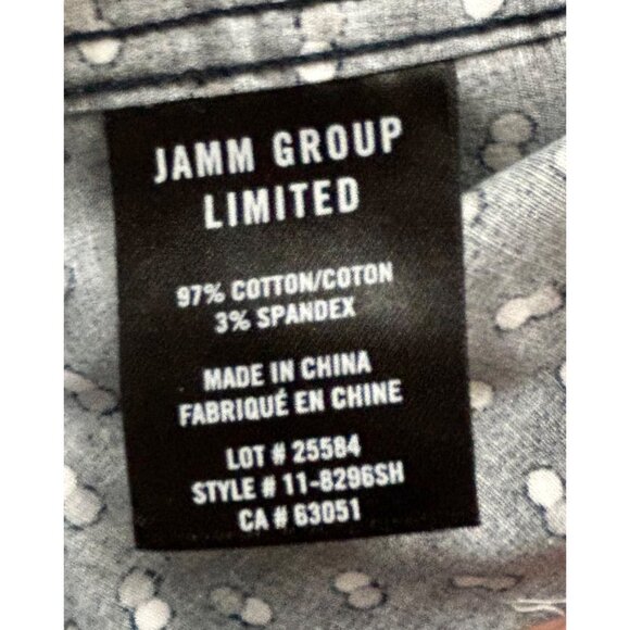 Julian & Mark Men's Minimalist Smart Casual Navy Blue Shirt White Dot Pattern XL - Picture 7 of 7